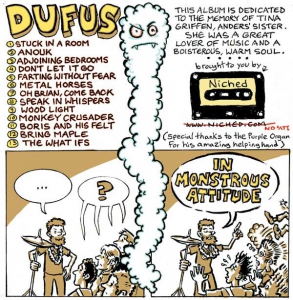 Dufus "In Monstrous Attitude" CD back cover
